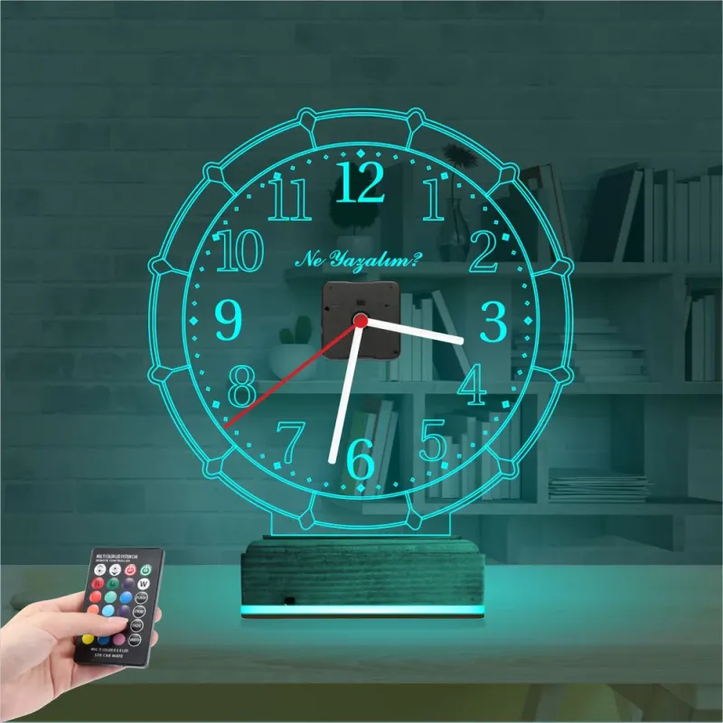 Klasik Tasarım Kişiye Özel Saatli 3D Lamba - Masa Gece Lambası
