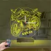 Motorsiklet Motor V2 Kişiye Özel Saatli 3D Lamba - Masa Gece Lambası