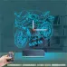 Motorsiklet Motor V2 Kişiye Özel Saatli 3D Lamba - Masa Gece Lambası