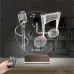 Müzik Nota Mikrofon Kişiye Özel Saatli 3D Lamba - Masa Gece Lambası