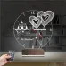 Sevgiliye Hediye Kalp Baykuş Kişiye Özel Saatli 3D Lamba - Masa Gece Lambası