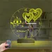 Sevgiliye Hediye Kalp Baykuş Kişiye Özel Saatli 3D Lamba - Masa Gece Lambası
