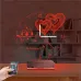Sevgiliye Hediye Kalp Baykuş Kişiye Özel Saatli 3D Lamba - Masa Gece Lambası