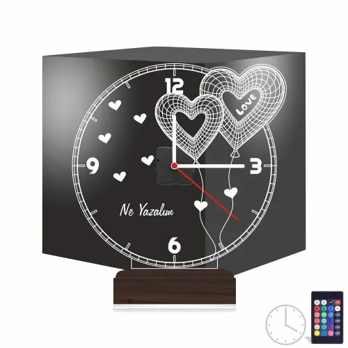Sevgiliye Hediye Kalp V2 Kişiye Özel Saatli 3D Lamba - Masa …