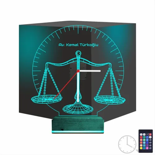 Avukat Hediye Terazi Hukuk Tema Kişiye Özel Saatli 3D Lamba …