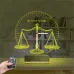 Avukat Hediye Terazi Hukuk Tema Kişiye Özel Saatli 3D Lamba - Masa Gece Lambası
