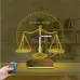 Avukat Hediye Terazi Hukuk Tema Kişiye Özel Saatli 3D Lamba - Masa Gece Lambası