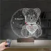 Ayıcık Kalp Tasarım Kişiye Özel Saatli 3D Lamba - Masa Gece Lambası