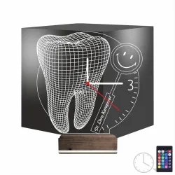 Smile Diş Doktoru Dentist Kişiye Özel Saatli 3D Lamba - Masa Gece Lambası