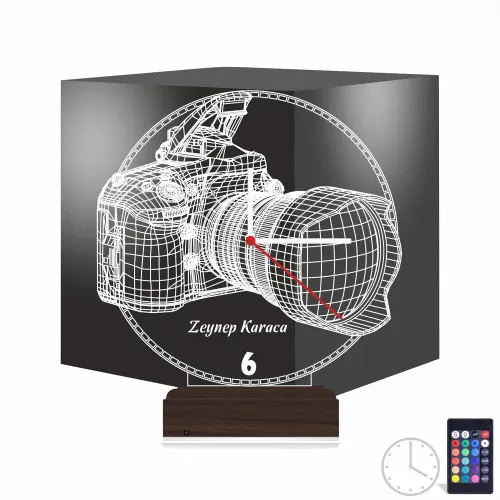 Fotoğraf Makinesi Fotoğrafçı Hediye Kişiye Özel Saatli 3D La…