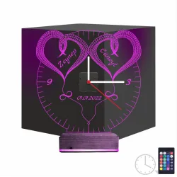 Sevgiliye Hediye Kalp Sonsuzluk Yıldönümü V5 Kişiye Özel Saatli 3D Lamba - Masa Gece Lambası