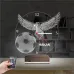 Kara Kartal Futbol Topu Taraftar Kişiye Özel Saatli 3D Lamba - Masa Gece Lambası