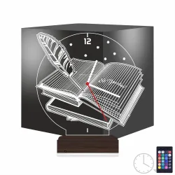 Öğretmen Hediye Kitap Tasarım Kişiye Özel Saatli 3D Lamba - Masa Gece Lambası
