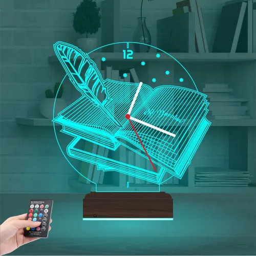 Öğretmen Hediye Kitap Tasarım Kişiye Özel Saatli 3D Lamba - …