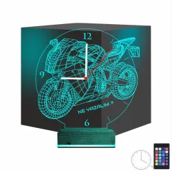 Motor Motorsiklet Motorcu Hediye Kişiye Özel Saatli 3D Lamba - Masa Gece Lambası