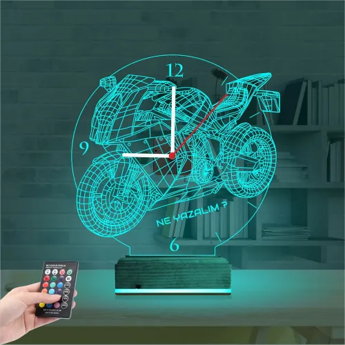 Motor Motorsiklet Motorcu Hediye Kişiye Özel Saatli 3D Lamba…