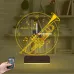 Trompet Enstrüman Müzik Nota Kişiye Özel Saatli 3D Lamba - Masa Gece Lambası
