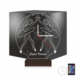 Balerin Bale Bale Okulu Tasarım Kişiye Özel Saatli 3D Lamba - Masa Gece Lambası