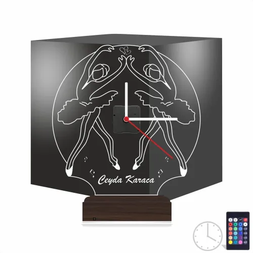 Balerin Bale Bale Okulu Tasarım Kişiye Özel Saatli 3D Lamba …