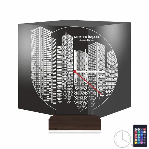Emlak İnşaat Mühendis Tasarım Kişiye Özel Saatli 3D Lamba - …