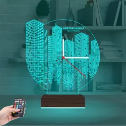 Emlak İnşaat Mühendis Tasarım Kişiye Özel Saatli 3D Lamba - Masa Gece Lambası