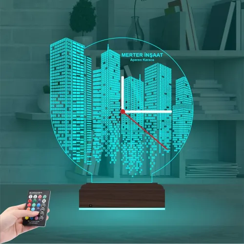 Emlak İnşaat Mühendis Tasarım Kişiye Özel Saatli 3D Lamba - …