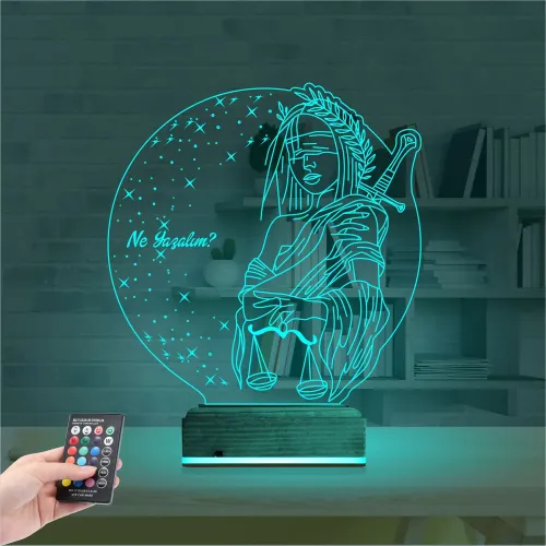 Adalet Kadın Hukuk Avukat Kişiye Özel 3D Lamba - Masa Gece Lambası