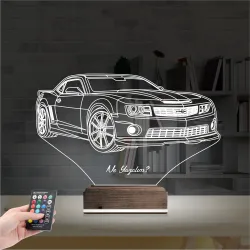 Spor Araba Camaro Kişiye Özel 3D Lamba - Masa Gece Lambası