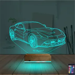 Spor Araba Ferrari Kişiye Özel 3D Lamba - Masa Gece Lambası