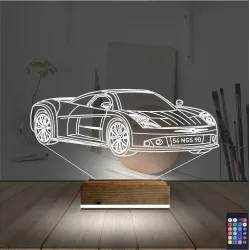 Spor Araba Chevrolet Kişiye Özel 3D Lamba - Masa Gece Lambası