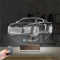 Spor Araba Audi Kişiye Özel 3D Lamba - Masa Gece Lambası