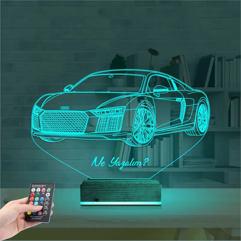Spor Araba Audi Kişiye Özel 3D Lamba - Masa Gece Lambası