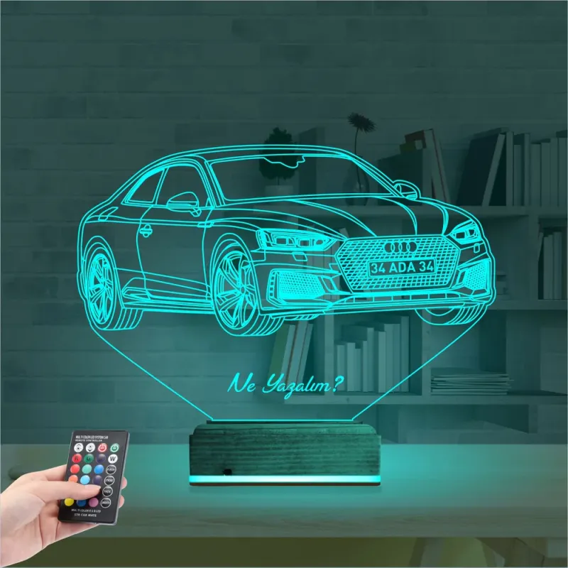 Spor Araba Audi Kişiye Özel 3D Lamba - Masa Gece Lambası