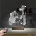 Ayıcık Zürafa Kalp Kişiye Özel 3D Lamba - Masa Gece Lambası
