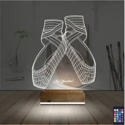 Balerin Bale Ayakkabısı Kişiye Özel 3D Lamba - Masa Gece Lambası