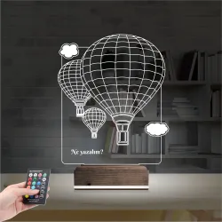 Uçan Balon Kişiye Özel 3D Lamba - Masa Gece Lambası