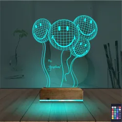 Balon Smile Doğum Günü Kişiye Özel 3D Lamba - Masa Gece Lambası