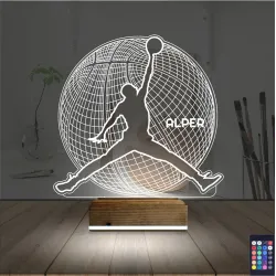 Basketbol Nba Jordan Kişiye Özel 3D Lamba - Masa Gece Lambası