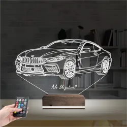 Araba Bmw M8 Kişiye Özel 3D Lamba - Masa Gece Lambası