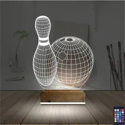 Bowling Topu Kişiye Özel 3D Lamba - Masa Gece Lambası
