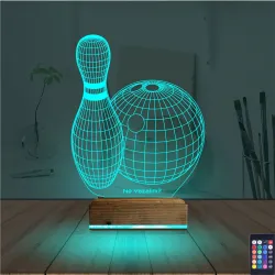 Bowling Topu Kişiye Özel 3D Lamba - Masa Gece Lambası