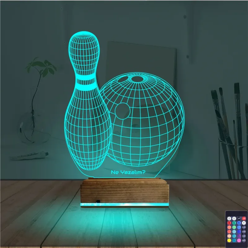 Bowling Topu Kişiye Özel 3D Lamba - Masa Gece Lambası