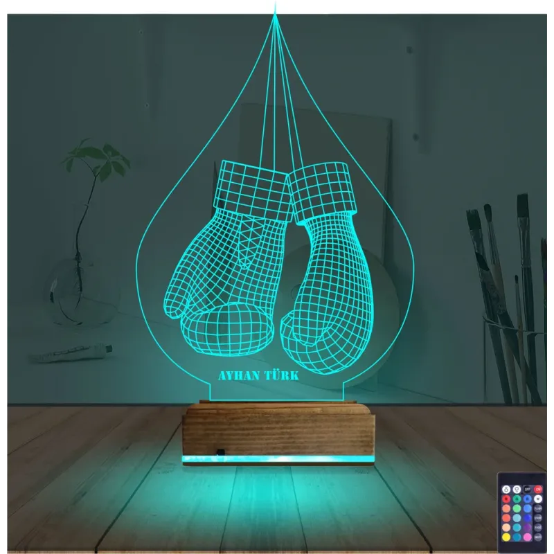 Box Boks Boksör Kişiye Özel 3D Lamba - Masa Gece Lambası