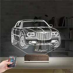 Araba Crysler C300 Kişiye Özel 3D Lamba - Masa Gece Lambası