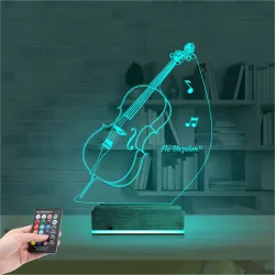Çello Enstrüman Müzik Kişiye Özel 3D Lamba - Masa Gece Lambası