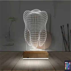 Diş Hekimi Hediye Kişiye Özel 3D Lamba - Masa Gece Lambası