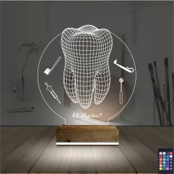 Diş Hekimi Hediye Kişiye Özel 3D Lamba - Masa Gece Lambası