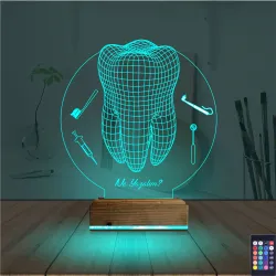 Diş Hekimi Hediye Kişiye Özel 3D Lamba - Masa Gece Lambası