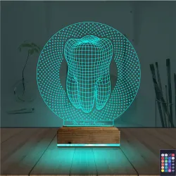 Diş Hekimi Hediye Kişiye Özel 3D Lamba - Masa Gece Lambası