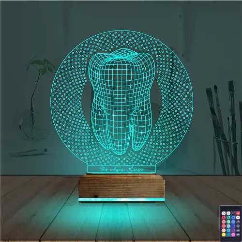Diş Hekimi Hediye Kişiye Özel 3D Lamba - Masa Gece Lambası